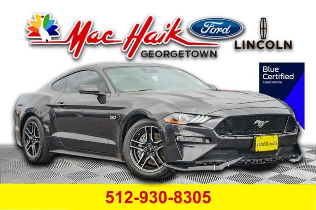 2022 Ford Mustang GT Premium in Gray Metallic — front three-quarter view