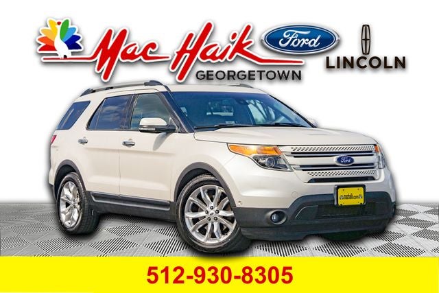 2015 Ford Explorer Limited in White Platinum Clearcoat Metallic — front three-quarter view