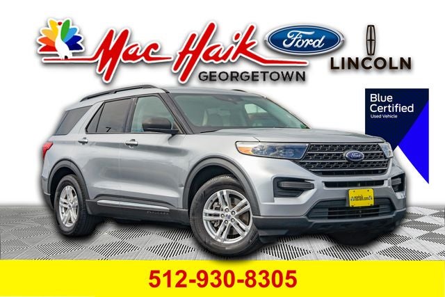 2022 Ford Explorer XLT in Iconic Silver Metallic — front three-quarter view