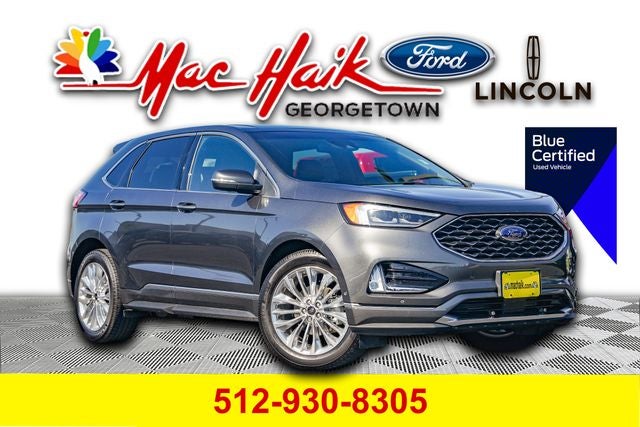 2020 Ford Edge Titanium in Magnetic Metallic — front three-quarter view