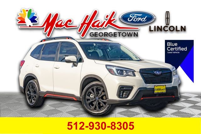 2019 Subaru Forester Sport in Crystal White Pearl — front three-quarter view